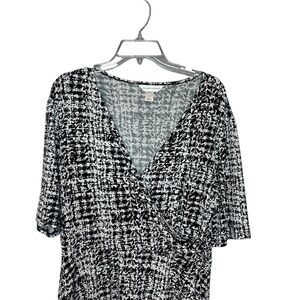 Christopher and Banks wrap dress polyester spandex stretch black white size XL